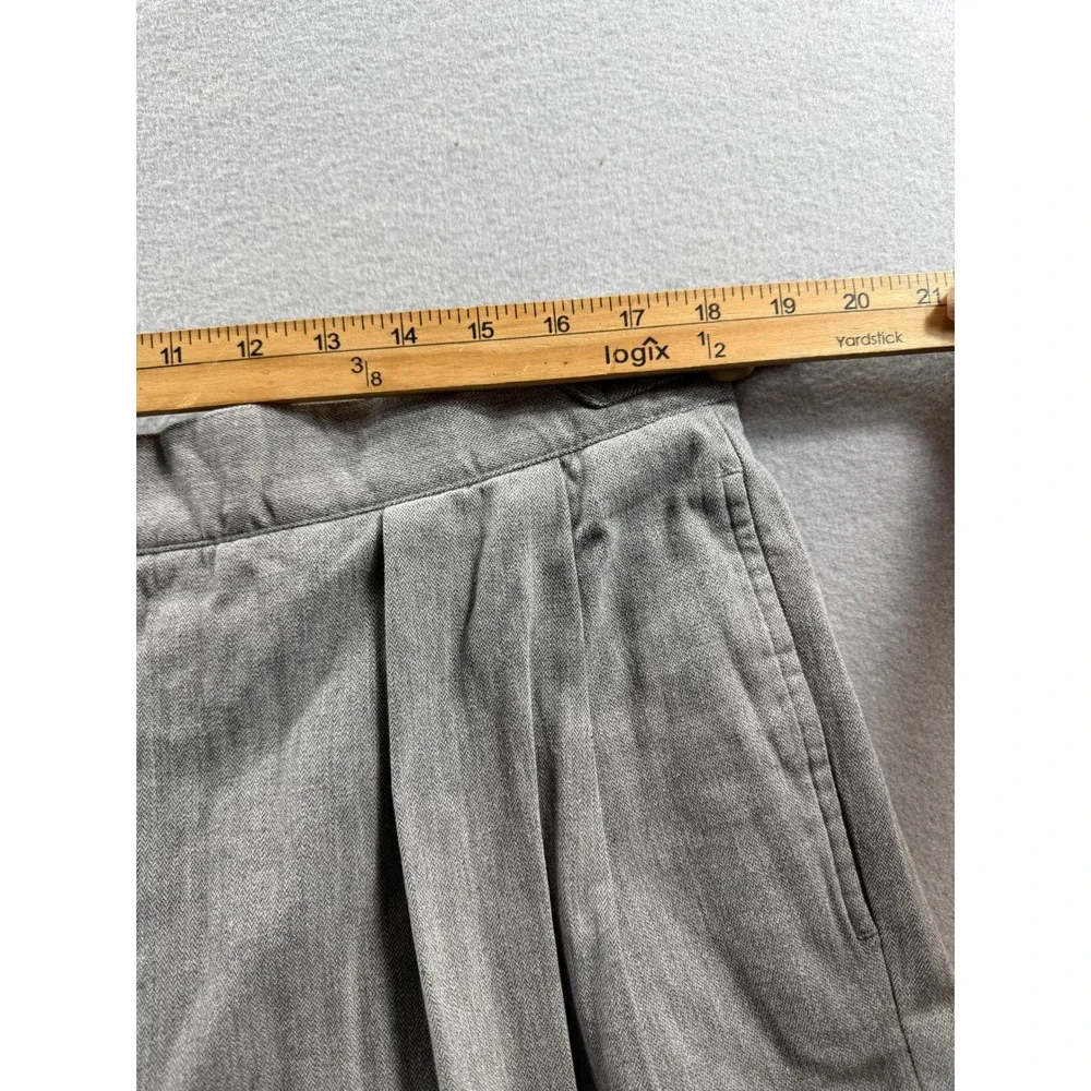River City Trading Trousers Mens 38 Gray Herringbone Pleated Adjustable Unhemmed